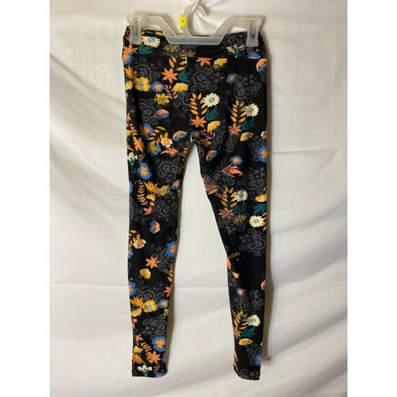 LuLaRoe Black and Orange Floral Leggings - Picture 3 of 3